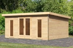 KARIBU Gartenhaus Radeburg 4, Naturbelassen, Fichtenholz 40mm, 528 X 368 X 231 Cm, Flachdach, Inkl. 2 Drehkippfenster -Warmer Garten 30476 5 02.jpg