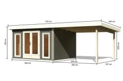 KARIBU Gartenhaus Radeburg 2, Terragrau, Fichtenholz 40mm, 724 X 309 X 229,5 Cm, Pultdach, Anbau 3,3m -Warmer Garten 30477 2 05.jpg