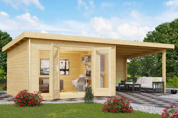 KARIBU Gartenhaus Radeburg 2, Naturbelassen, Fichtenholz 40mm, 724 X 309 X 229,5 Cm, Pultdach, Anbau 3,3m Mit Rückwand 3 KARIBU Gartenhaus Radeburg 2, Naturbelassen, Fichtenholz 40mm, 724 X 309 X 229,5 Cm, Pultdach, Anbau 3,3m Mit Rückwand