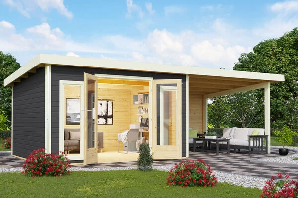 KARIBU Gartenhaus Radeburg 2, Terragrau, Fichtenholz 40mm, 724 X 309 X 229,5 Cm, Pultdach, Anbau 3,3m Mit Rückwand 3 KARIBU Gartenhaus Radeburg 2, Terragrau, Fichtenholz 40mm, 724 X 309 X 229,5 Cm, Pultdach, Anbau 3,3m Mit Rückwand