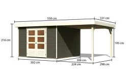 KARIBU Gartenhaus Askola 6, Terragrau, Fichtenholz 19mm, 558 X 306 X 216 Cm, Flachdach, Anbau 2,4m -Warmer Garten 30536 3 05.jpg