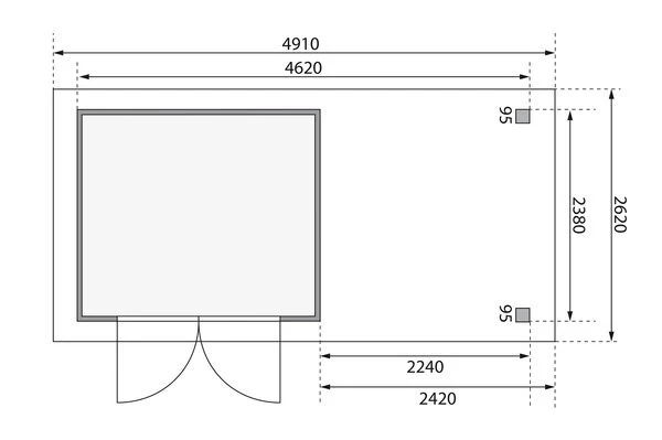 KARIBU Gartenhaus Askola 3,5, Naturbelassen, Fichtenholz 19mm, 491 X 246 X 211 Cm, Flachdach, Anbau 2,4m Mit Rückwand 8 KARIBU Gartenhaus Askola 3,5, Naturbelassen, Fichtenholz 19mm, 491 X 246 X 211 Cm, Flachdach, Anbau 2,4m Mit Rückwand – Bild 6