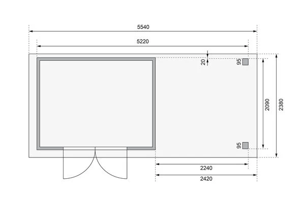 KARIBU Gartenhaus Askola 4, Terragrau, Fichtenholz 19mm, 554 X 217 X 211 Cm, Flachdach, Anbau 2,4m Mit Rückwand 8 KARIBU Gartenhaus Askola 4, Terragrau, Fichtenholz 19mm, 554 X 217 X 211 Cm, Flachdach, Anbau 2,4m Mit Rückwand – Bild 6