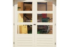 KARIBU Gartenhaus Askola 5, Terragrau, Fichtenholz 19mm, 591,5 X 246 X 211 Cm, Flachdach, Seitlicher Anbau 2,8m -Warmer Garten 30539 2 02.jpg