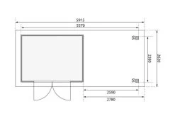 KARIBU Gartenhaus Askola 5, Terragrau, Fichtenholz 19mm, 591,5 X 246 X 211 Cm, Flachdach, Seitlicher Anbau 2,8m -Warmer Garten 30539 2 06.jpg