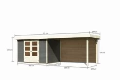 KARIBU Gartenhaus Askola 4, Terragrau, Fichtenholz 19mm, 591,5 X 217 X 211 Cm, Flachdach, Seitlicher Anbau 2,8m Mit Rückwand -Warmer Garten 30540 8 05.jpg