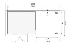 KARIBU Gartenhaus Kerko 5, Naturbelassen, Fichtenholz 19mm, 554 X 246 X 210 Cm, Flachdach, Anbau 2,4m -Warmer Garten 30543 1 06.jpg