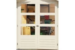 KARIBU Gartenhaus Kerko 5, Terragrau, Fichtenholz 19mm, 591,5 X 246 X 210 Cm, Flachdach, Anbau 2,8m -Warmer Garten 30546 2 02.jpg