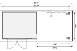 KARIBU Gartenhaus Kerko 5, Terragrau, Fichtenholz 19mm, 591,5 X 246 X 210 Cm, Flachdach, Anbau 2,8m -Warmer Garten 30546 2 06.jpg
