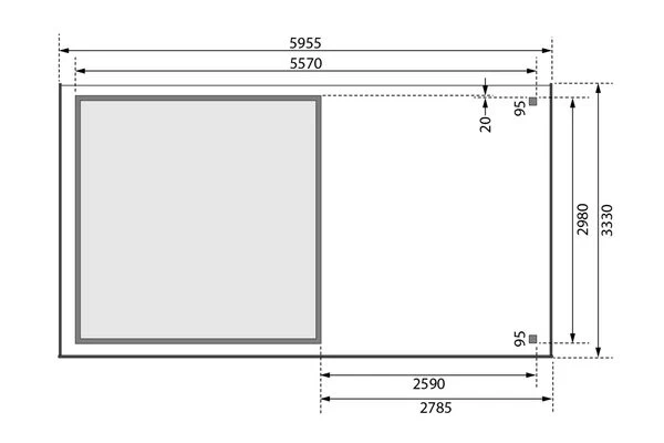 KARIBU Gartenhaus Kerko 6, Terragrau, Fichtenholz 19mm, 334 X 306 X 216 Cm, Flachdach, Anbau 2,8m 8 KARIBU Gartenhaus Kerko 6, Terragrau, Fichtenholz 19mm, 334 X 306 X 216 Cm, Flachdach, Anbau 2,8m – Bild 6