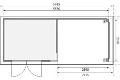 KARIBU Gartenhaus Kerko 5, Terragrau, Fichtenholz 19mm, 591,5 X 246 X 210 Cm, Flachdach, Anbau 2,8m Mit Rückwand 17 KARIBU Gartenhaus Kerko 5, Terragrau, Fichtenholz 19mm, 591,5 X 246 X 210 Cm, Flachdach, Anbau 2,8m Mit Rückwand -Warmer Garten 30547 6 06.jpg