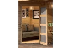 KARIBU Gartenhaus Schwandorf 3 , Naturbelassen, Fichtenholz 19mm, 467 X 217 X 218 Cm, Flachdach, Anbau 2,4m Mit Rückwand -Warmer Garten 30549 1 02.jpg