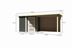 KARIBU Gartenhaus Schwandorf 3, Terragrau, Fichtenholz 19mm, 504,5 X 217 X 218 Cm, Flachdach, Anbau 2,8m Mit Rückwand -Warmer Garten 30551 2 05.jpg