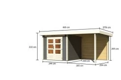 KARIBU Gartenhaus Kandern3 , Terragrau, Fichtenholz 28mm, 522,5 X 244 X 222 Cm, Pultdach, Anbau 2,35m Mit Rückwand -Warmer Garten 30555 2 05.jpg