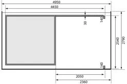 KARIBU Gartenhaus Kandern3 , Terragrau, Fichtenholz 28mm, 522,5 X 244 X 222 Cm, Pultdach, Anbau 2,35m Mit Rückwand -Warmer Garten 30555 2 06.jpg