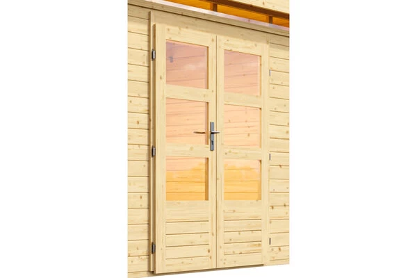 KARIBU Gartenhaus Kandern 6, Naturbelassen, Fichtenholz 28mm, 612 X 274 X 222 Cm, Pultdach, Anbau 3,2m Mit Rückwand 4 KARIBU Gartenhaus Kandern 6, Naturbelassen, Fichtenholz 28mm, 612 X 274 X 222 Cm, Pultdach, Anbau 3,2m Mit Rückwand – Bild 2