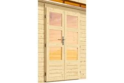 KARIBU Gartenhaus Kandern7 , Naturbelassen, Fichtenholz 28mm, 702 X 244 X 222 Cm, Pultdach, Anbau 3,2m Mit Rückwand -Warmer Garten 30559 3 02.jpg