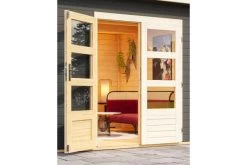 KARIBU Gartenhaus Northeim 3, Terragrau, Fichtenholz 40mm, 664 X 309 X 229 Cm, Pultdach, Anbau 3m Mit Rückwand -Warmer Garten 30561 2 02.jpg