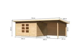 KARIBU Gartenhaus Northeim 4, Naturbelassen, Fichtenholz 40mm, 724 X 309 X 229 Cm, Pultdach, Anbau 3m Mit Rückwand 17 KARIBU Gartenhaus Northeim 4, Naturbelassen, Fichtenholz 40mm, 724 X 309 X 229 Cm, Pultdach, Anbau 3m Mit Rückwand -Warmer Garten 30561 3 05.jpg