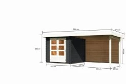 KARIBU Gartenhaus Bastrup2 , Anthrazit, Fichtenholz 28mm, 554 X 237 X 220 Cm, Pultdach, Anbau 3m Mit Rückwand -Warmer Garten 30566 2 05.jpg