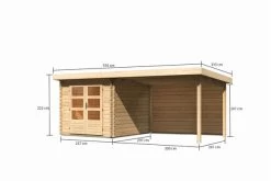 KARIBU Gartenhaus Bastrup4 , Naturbelassen, Fichtenholz 28mm, 554,5 X 297 X 222 Cm, Pultdach, Anbau 3m Mit Rückwand -Warmer Garten 30566 5 05.jpg