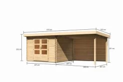 KARIBU Gartenhaus Bastrup5 , Naturbelassen, Fichtenholz 28mm, 614,5 X 297 X 222 Cm, Pultdach, Anbau 3m Mit Rückwand -Warmer Garten 30566 7 05.jpg