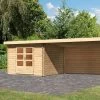 KARIBU Gartenhaus Bastrup 5, Naturbelassen, Fichtenholz 28mm, 714,5 X 297 X 222 Cm, Pultdach, Anbau 4m Mit Rückwand -Warmer Garten 30568 2 01.jpg