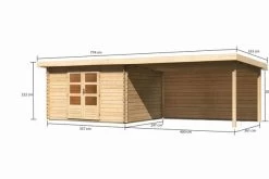 KARIBU Gartenhaus Bastrup 7, Naturbelassen, Fichtenholz 28mm, 774,5 X 297 X 222 Cm, Pultdach, Anbau 4m Mit Rückwand -Warmer Garten 30568 3 05.jpg