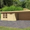 KARIBU Gartenhaus Bastrup 8, Naturbelassen, Fichtenholz 28mm, 804,5 X 297 X 222 Cm, Pultdach, Anbau 4m Mit Rück- Und Seitenwand -Warmer Garten 30571 01.jpg