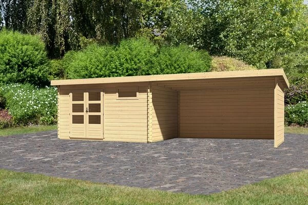 KARIBU Gartenhaus Bastrup 8, Naturbelassen, Fichtenholz 28mm, 804,5 X 297 X 222 Cm, Pultdach, Anbau 4m Mit Rück- Und Seitenwand 3 KARIBU Gartenhaus Bastrup 8, Naturbelassen, Fichtenholz 28mm, 804,5 X 297 X 222 Cm, Pultdach, Anbau 4m Mit Rück- Und Seitenwand