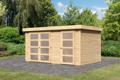 KARIBU Mittelwandhaus Mühlentrup 2, Naturbelassen, Fichtenholz 19mm, 428 X 272 X 212 Cm, Flachdach 13 KARIBU Mittelwandhaus Mühlentrup 2, Naturbelassen, Fichtenholz 19mm, 428 X 272 X 212 Cm, Flachdach -Warmer Garten 30572 1 02.jpg