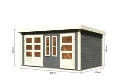 KARIBU Mittelwandhaus Schönbuch 2, Terragrau, Fichtenholz 38mm, 458 X 276 X 228 Cm, Flachdach -Warmer Garten 30573 05.jpg