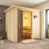 KARIBU Sodin Sauna , Naturbelassen, Fichte, 210x184x202 Cm, Fronteinstieg, Graphitfarbene Tür U.Kranz, Ofen 4,5 KW Bio Ext. Strg. -Warmer Garten 30680 3 01.jpg