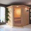 KARIBU Siirin Sauna , Naturbelassen, Fichte, 210x184x202 Cm, Eckeinstieg, Klarglastür U. Kranz, Ofen 4,5 KW Ext. Strg. Easy -Warmer Garten 30690 2 01.jpg