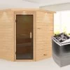 KARIBU Mia Sauna , Naturbelassen, Fichte, 224x184x202 Cm, Graphitfarbene Tür U.Kranz, Ofen 4,5 KW Integr. Strg. -Warmer Garten 30754 1 01.jpg