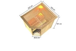 KARIBU Elea Sauna , Naturbelassen, Fichte, 223x183x191 Cm, Kranz SET, Ofen 4,5 KW Ext. Strg. Easy -Warmer Garten 30768 2 05.jpg