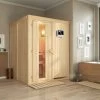 KARIBU Norin Sauna, Naturbelassen, Fichte, 151 X 151 X 198 Cm, Fronteinstieg, Energiespartür SET Mit Ofen 4,5 KW Bio Ext. Strg. -Warmer Garten 30907 3 01.jpg