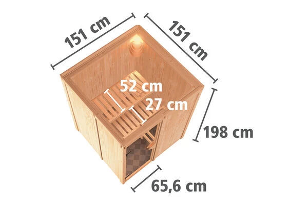 KARIBU Norin Sauna, Naturbelassen, Fichte, 151 X 151 X 198 Cm, Fronteinstieg, Mit Bronzierter Tür, SET Mit Ofen 4,5 KW Integr. Str. 7 KARIBU Norin Sauna, Naturbelassen, Fichte, 151 X 151 X 198 Cm, Fronteinstieg, Mit Bronzierter Tür, SET Mit Ofen 4,5 KW Integr. Str. – Bild 5