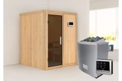 KARIBU Norin Sauna, Naturbelassen, Fichte, 151 X 151 X 198 Cm, Fronteinstieg, Mit Graphitfarbener Tür, SET Mit Ofen 4,5 KW Ext. Strg. Easy -Warmer Garten 30909 2 02.jpg