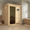 KARIBU Norin Sauna, Naturbelassen, Fichte, 165 X 165 X 202 Cm, Fronteinstieg, Mit Graphitfarbener Tür Und Kranz, SET Mit Ofen 4,5 KW Ext. Strg. Easy -Warmer Garten 30909 5 01.jpg