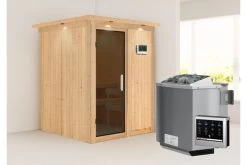 KARIBU Norin Sauna, Naturbelassen, Fichte, 165 X 165 X 202 Cm, Fronteinstieg,mit Graphitfarbener Tür Und Kranz, SET Mit Ofen 4,5 KW Bio Ext. Strg. 16 KARIBU Norin Sauna, Naturbelassen, Fichte, 165 X 165 X 202 Cm, Fronteinstieg,mit Graphitfarbener Tür Und Kranz, SET Mit Ofen 4,5 KW Bio Ext. Strg. -Warmer Garten 30909 6 02.jpg