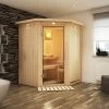 KARIBU Larin Sauna, Naturbelassen, Fichte, 165 X 165 X 202 Cm, Eckeinstieg,mit Klarglastür Und Kranz, SET Mit Ofen 4,5 KW Integr. Str. -Warmer Garten 30914 4 01.jpg