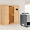 KARIBU Variado Sauna, Naturbelassen, Fichte, 196 X 118 X 198 Cm, Fronteinstieg, Mit Bronzierter Tür, SET Mit Ofen 4,5 KW Bio Ext. Strg. -Warmer Garten 30920 3 01.jpg
