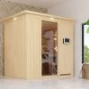 KARIBU Bodin Sauna, Naturbelassen, Fichte, 210 X 165 X 202 Cm, Fronteinstieg,mit Bronzierter Tür Und Kranz SETmit Ofen 4,5 KW Ext. Strg. Easy -Warmer Garten 30925 5 01.jpg