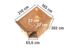 KARIBU Carin Sauna, Naturbelassen, Fichte, 210 X 165 X 202 Cm, Eckeinstieg,mit Energiespartür Und Kranz SETmit Ofen 4,5 KW Ext. Strg. Easy -Warmer Garten 30928 5 05.jpg