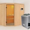 KARIBU Carin Sauna, Naturbelassen, Fichte, 196 X 151 X 198 Cm, Eckeinstieg,mit Bronzierter Tür SETmit Ofen 4,5 KW Ext. Strg. Easy -Warmer Garten 30929 2 01.jpg