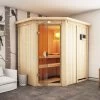 KARIBU Carin Sauna, Naturbelassen, Fichte, 210 X 165 X 202 Cm, Eckeinstieg,mit Bronzierter Tür Und Kranz SETmit Ofen 4,5 KW Ext. Strg. Easy 1 KARIBU Carin Sauna, Naturbelassen, Fichte, 210 X 165 X 202 Cm, Eckeinstieg,mit Bronzierter Tür Und Kranz SETmit Ofen 4,5 KW Ext. Strg. Easy -Warmer Garten 30929 5 01.jpg