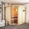 KARIBU Carin Sauna, Naturbelassen, Fichte, 210 X 165 X 202 Cm, Eckeinstieg,mit Klarglastür Und Kranz SETmit Ofen 4,5 KW Bio Ext. Strg. -Warmer Garten 30931 6 01.jpg