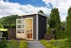 KARIBU Jorgen Saunahaus, Terragrau, Fichte, 196 X 146 X 190 Cm, Fronteinstieg,mit Moderner Tür -Warmer Garten 30936 1 02.jpg