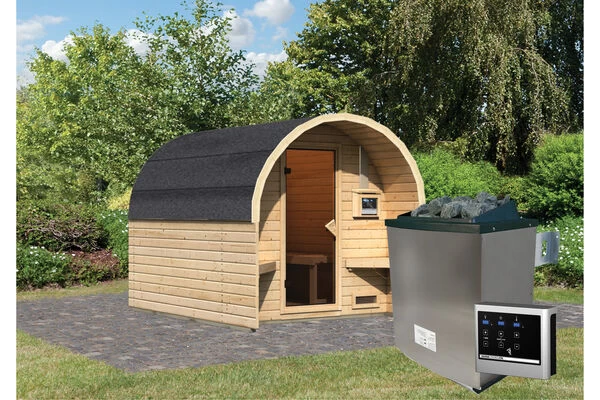 KARIBU Fasshaus 2 Saunahaus, Naturbelassen, Fichte, 219 X 295 X 218,5 Cm, Fronteinstieg, SET Mit Ofen 9 KW Ext. Strg. 4 KARIBU Fasshaus 2 Saunahaus, Naturbelassen, Fichte, 219 X 295 X 218,5 Cm, Fronteinstieg, SET Mit Ofen 9 KW Ext. Strg. – Bild 2